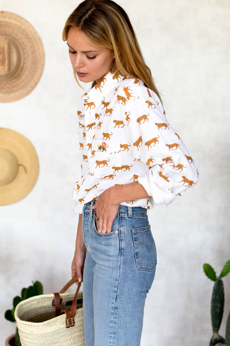 Ryan Shirt - Ivory Cheetah Organic