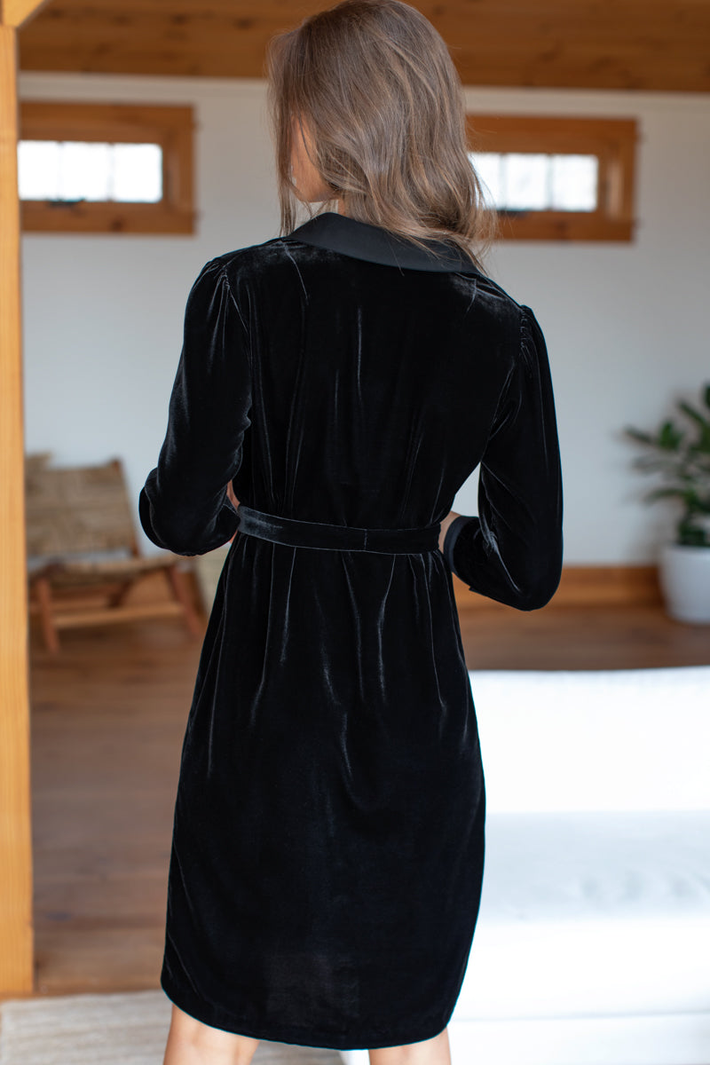 Velvet Shirtdress - Black Silk Velvet
