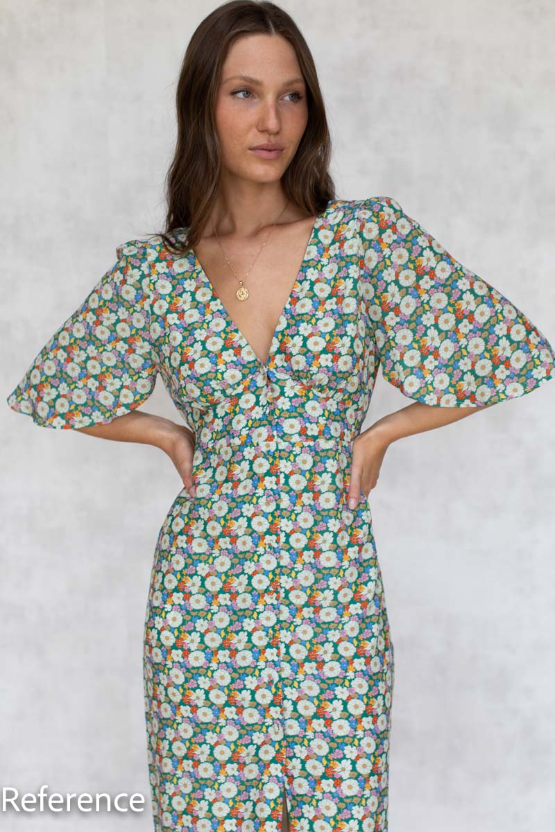 Juney Angel Sleeve Dress - Meadow Flower Print