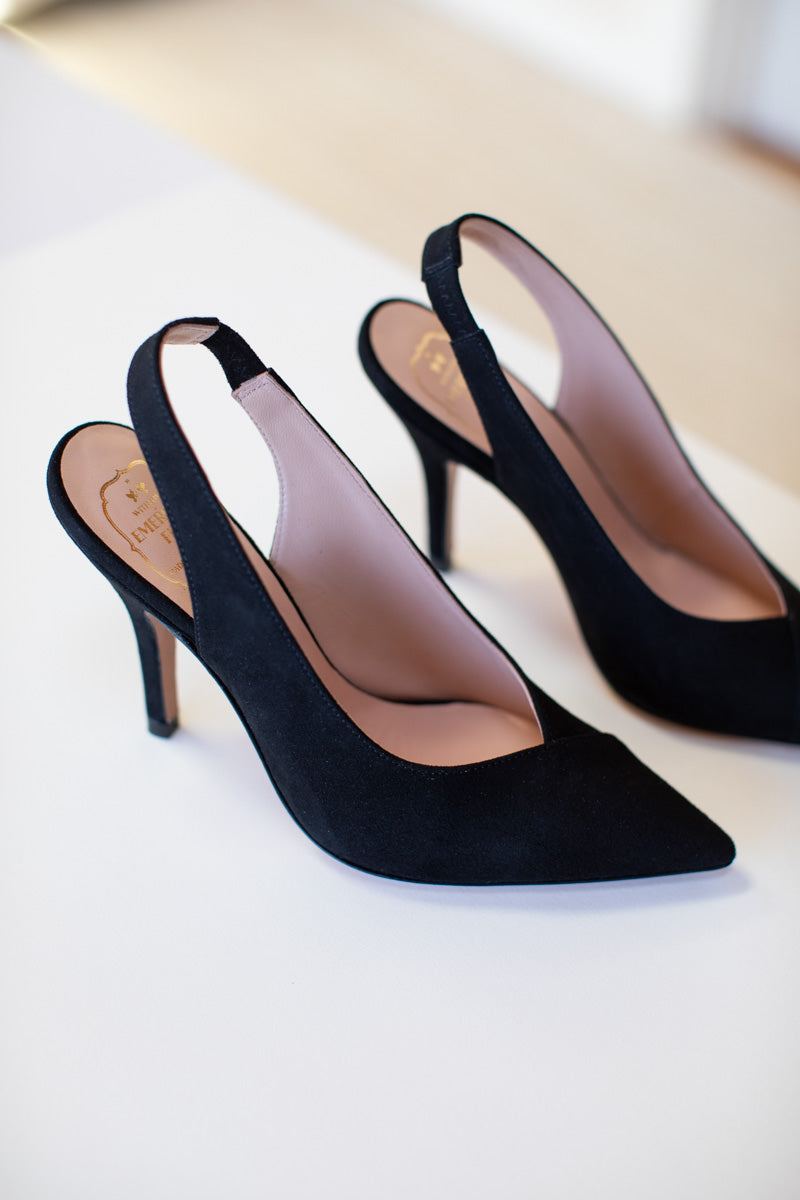 Frankie Heel - Black Suede