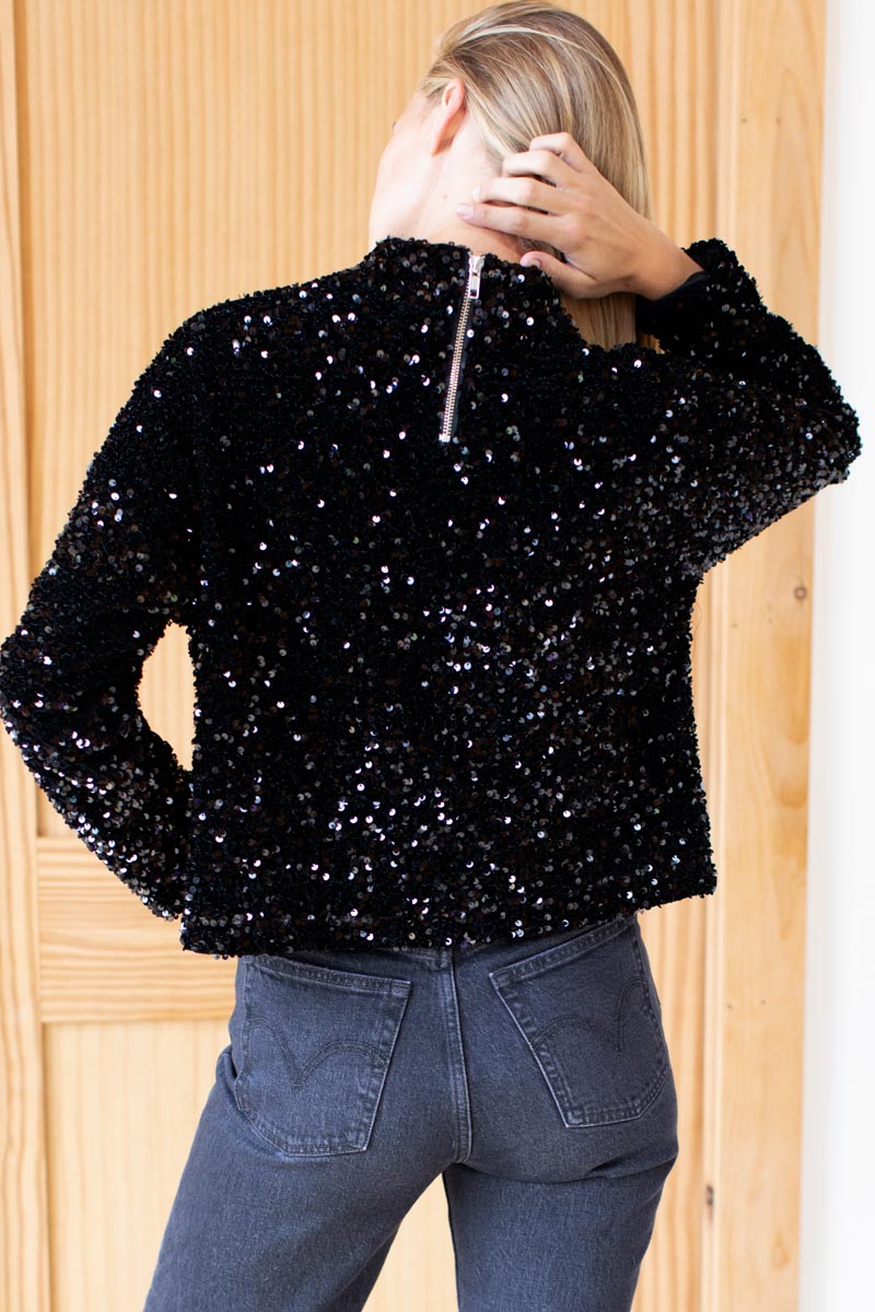 Edie Top - Black Sequin
