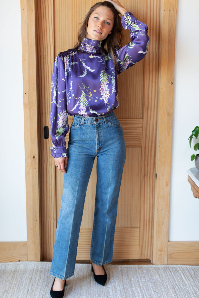 Frederique Blouse - Lavender Floral Silk