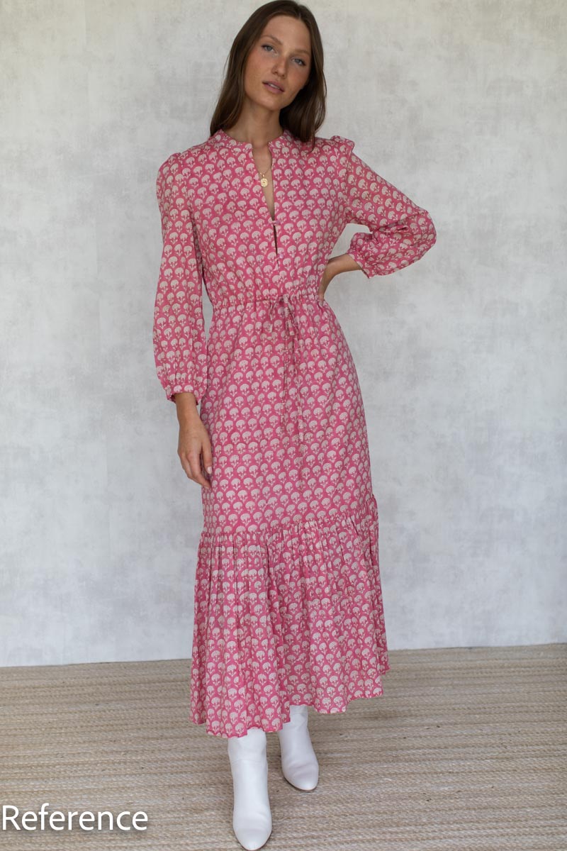 Frances Dress 2 - Crescent Flower Bon Pink Organic