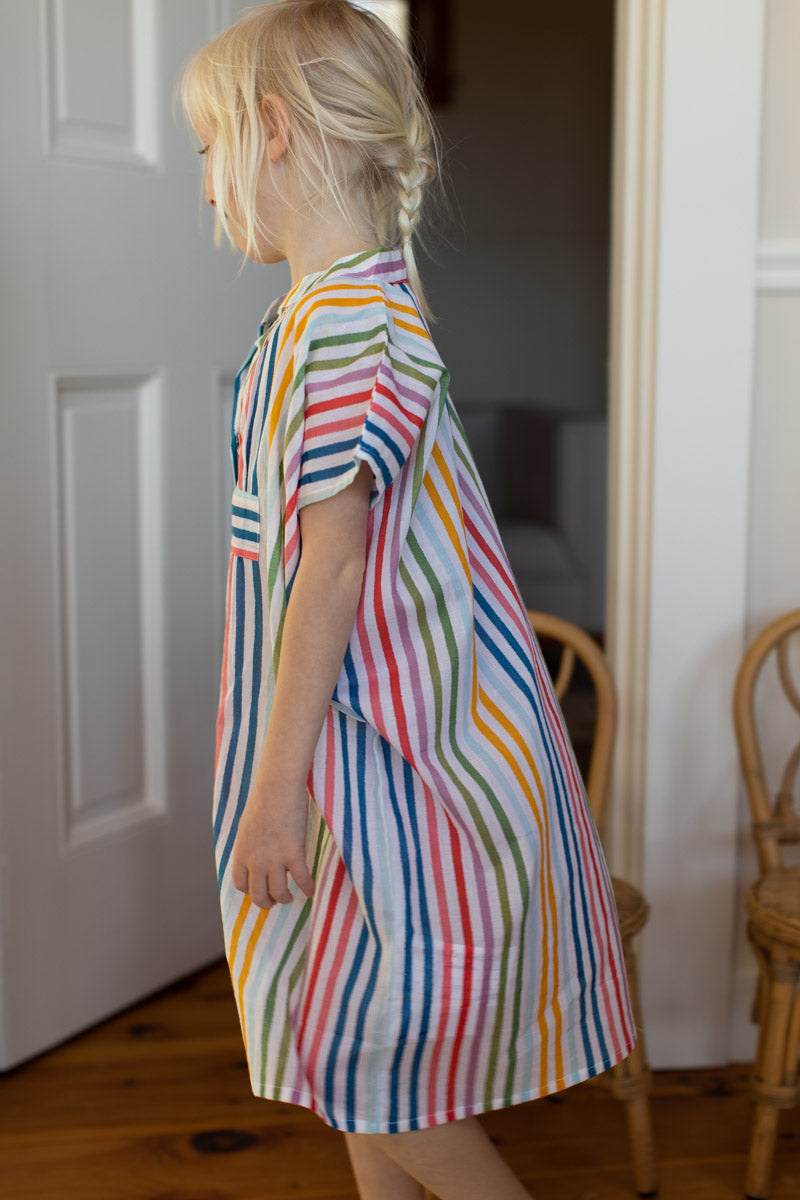 Little Fry Caftan - Rainbow Stripe Organic