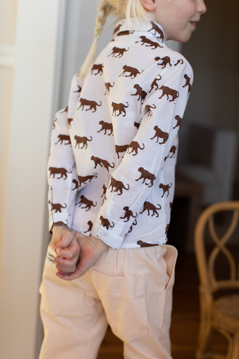 Little Fry Papa's Shirt - Ivory Cheetah Organic