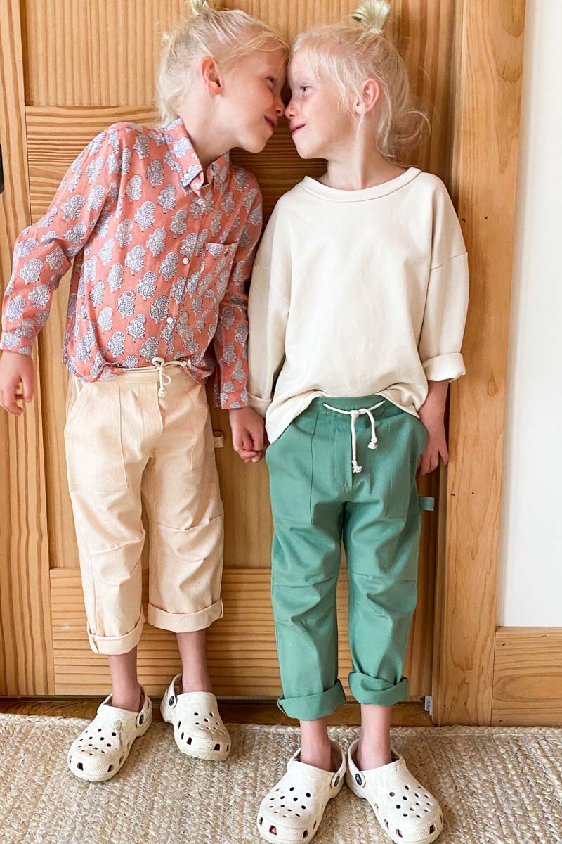 Little Fry Papa's Shirt - Little Marigolds Apple + White Organic