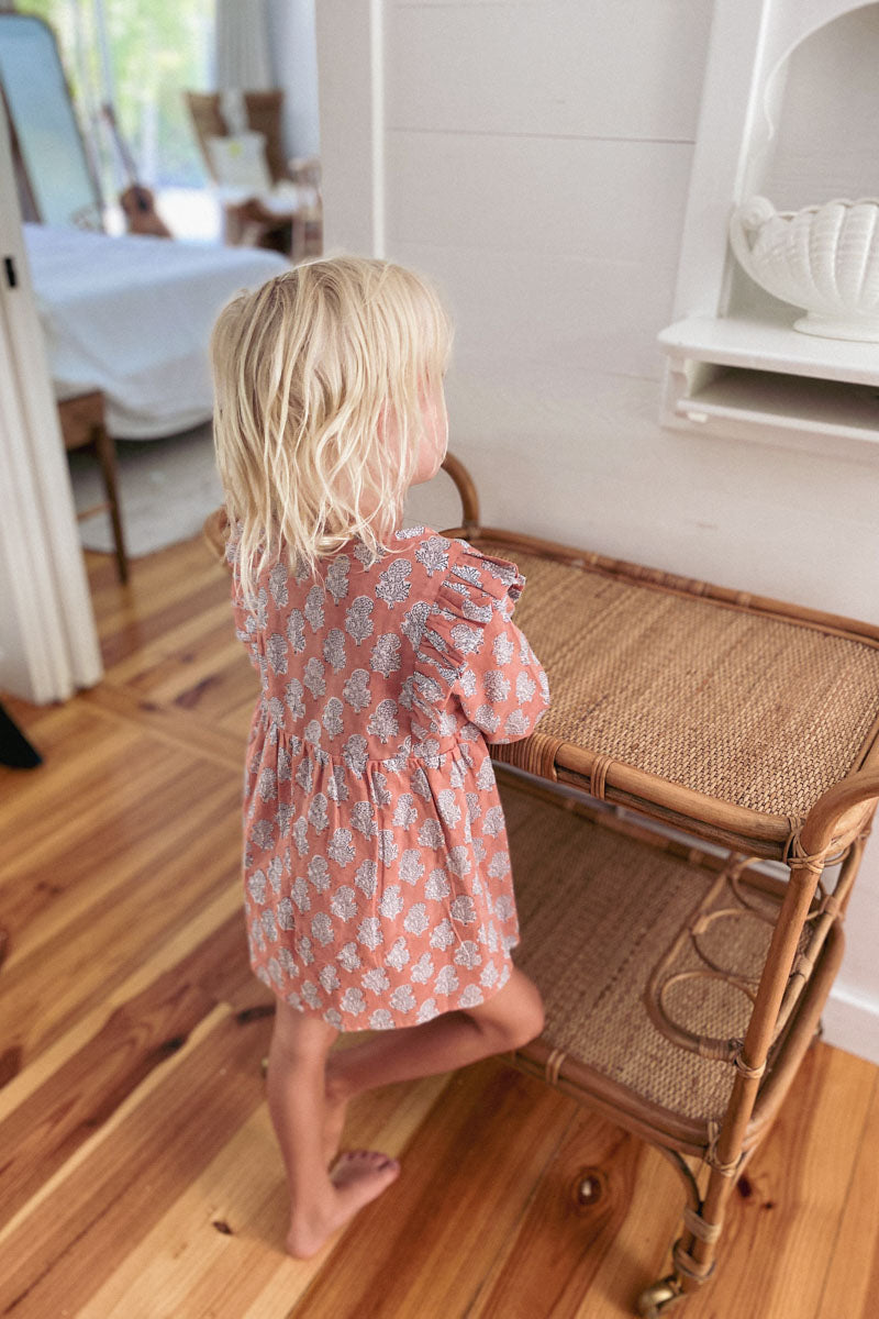 Little Fry Little Dress - Little Marigolds Apple + White Organic