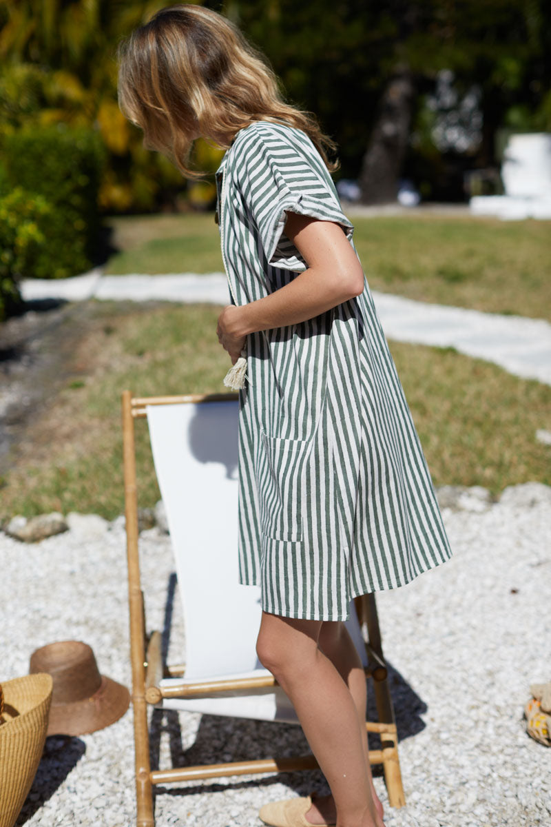 Baja Caftan - Moss Stripe Organic