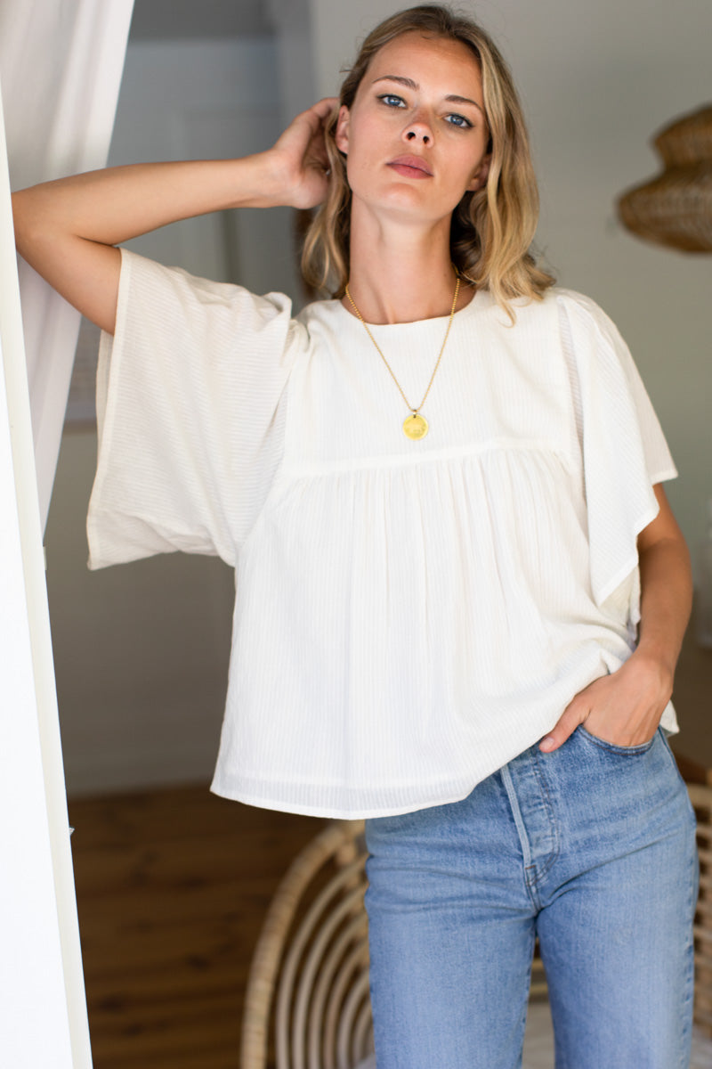 Basalie Top - Dobby Stripe Ivory