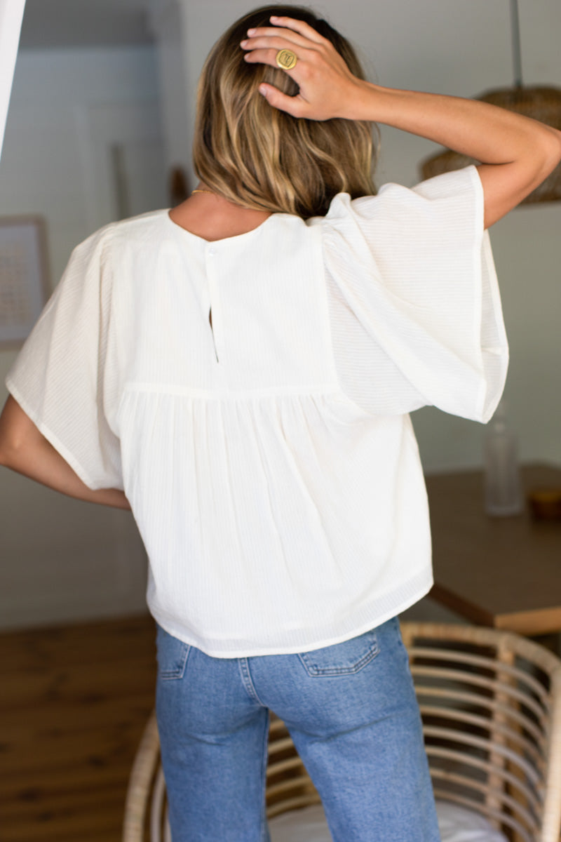 Basalie Top - Dobby Stripe Ivory