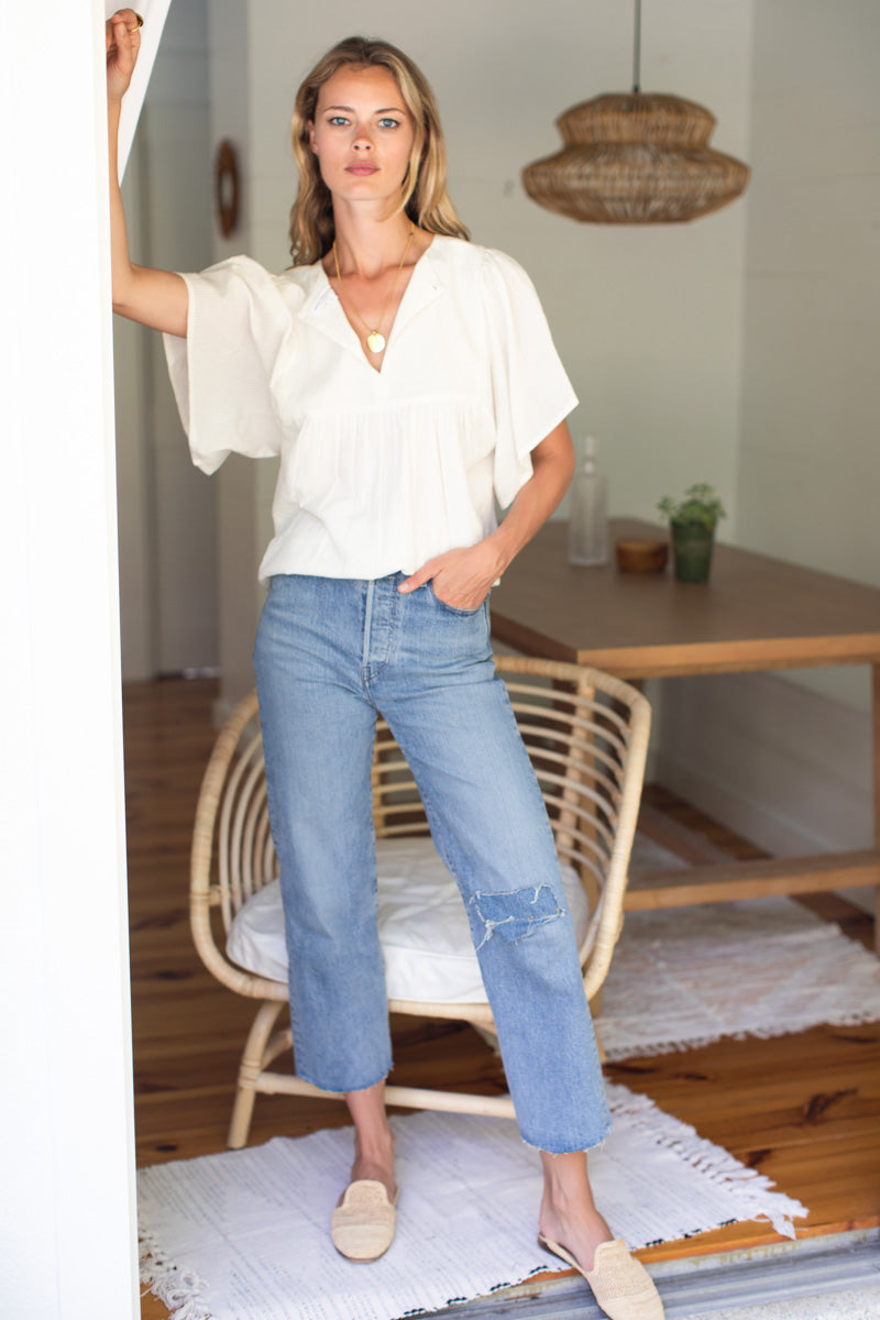 Basalie Top - Dobby Stripe Ivory
