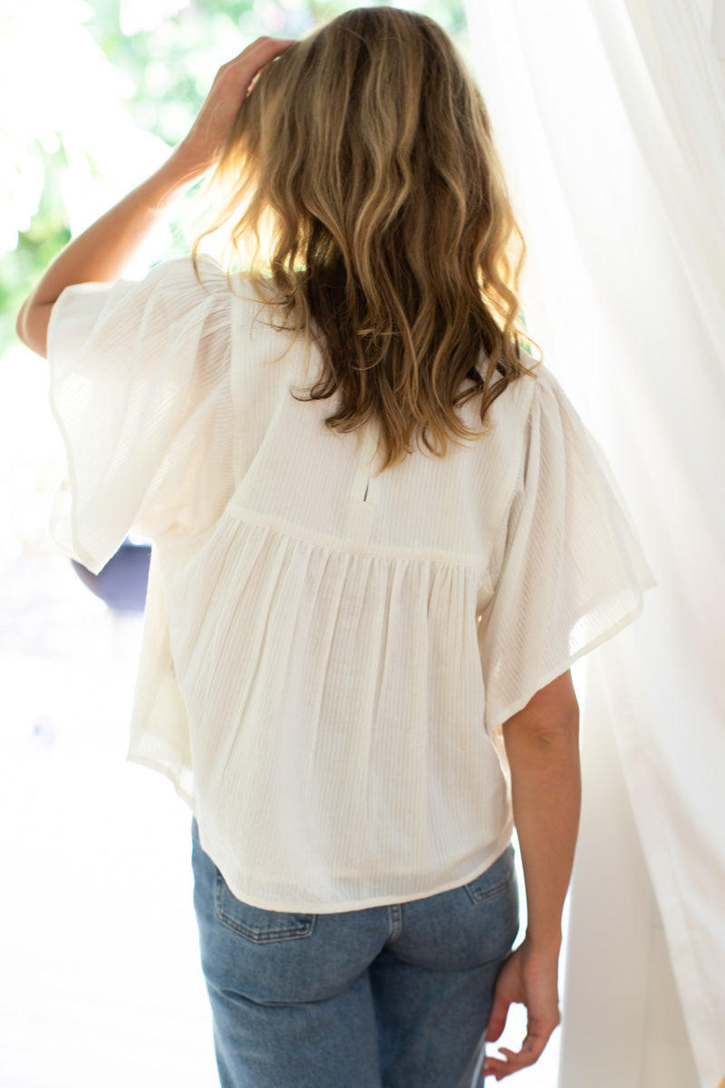 Basalie Top - Dobby Stripe Ivory