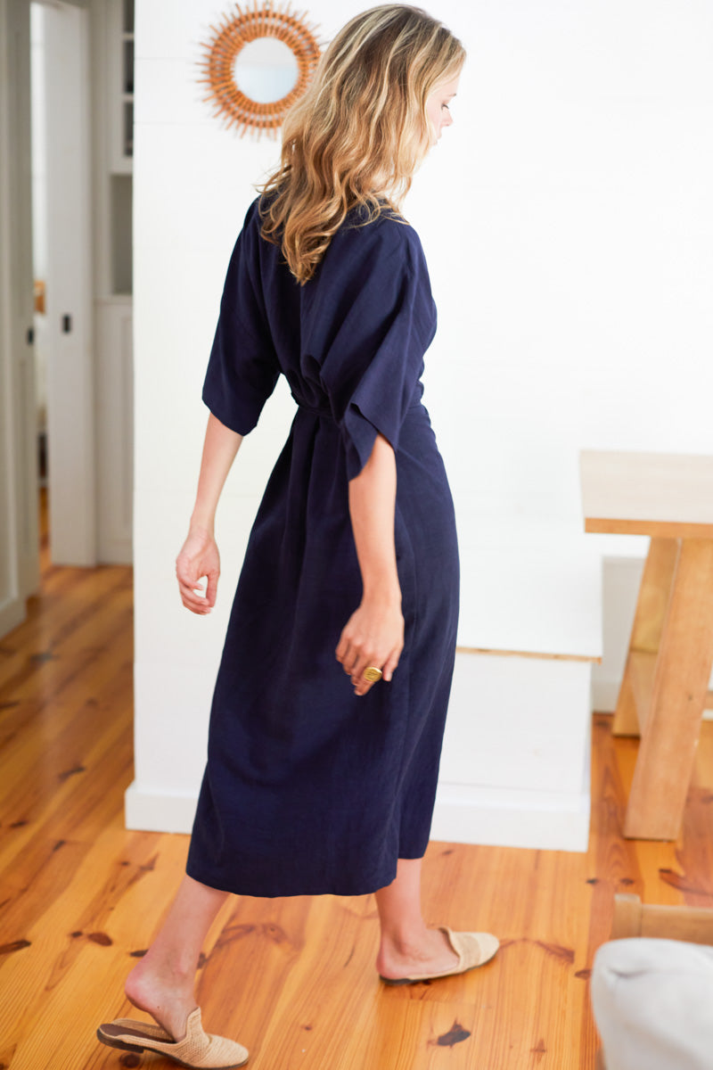 Delphine Button Front Dress - Maritime Linen