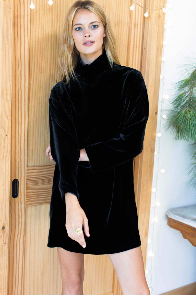 Edie Dress - Black Silk Velvet