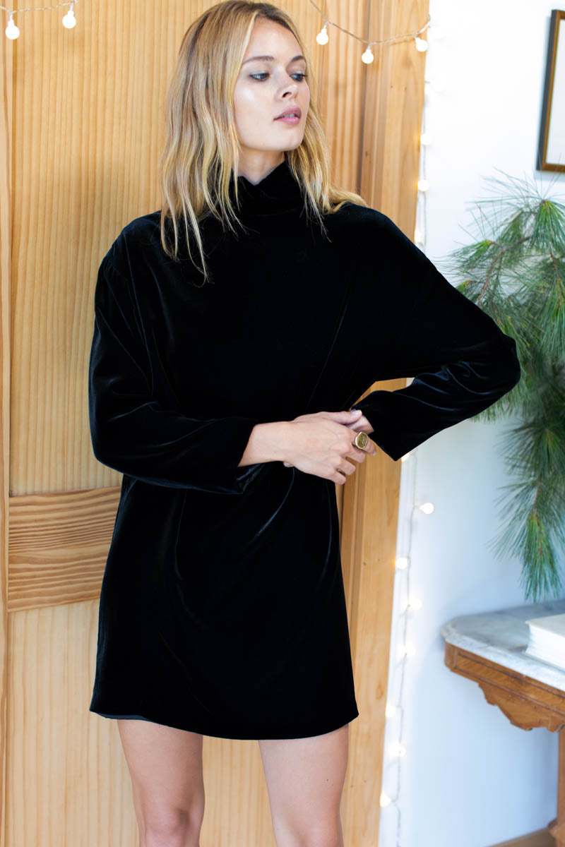 Edie Dress - Black Silk Velvet