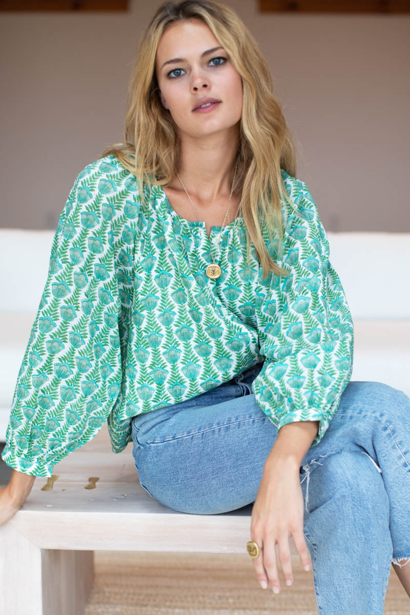 Frances Blouse - Frida Evening Garden Organic