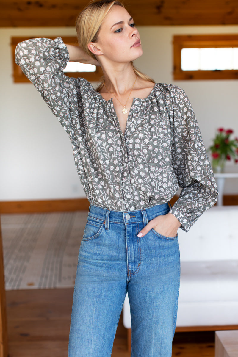 Frances Blouse - Garden Hushed Green Organic