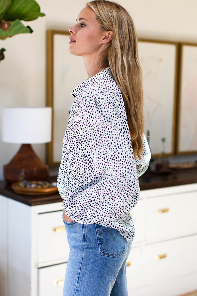Frankie Blouse - Black + White Cheetah