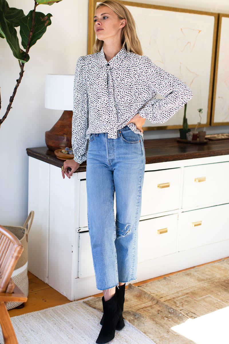 Frankie Blouse - Black + White Cheetah