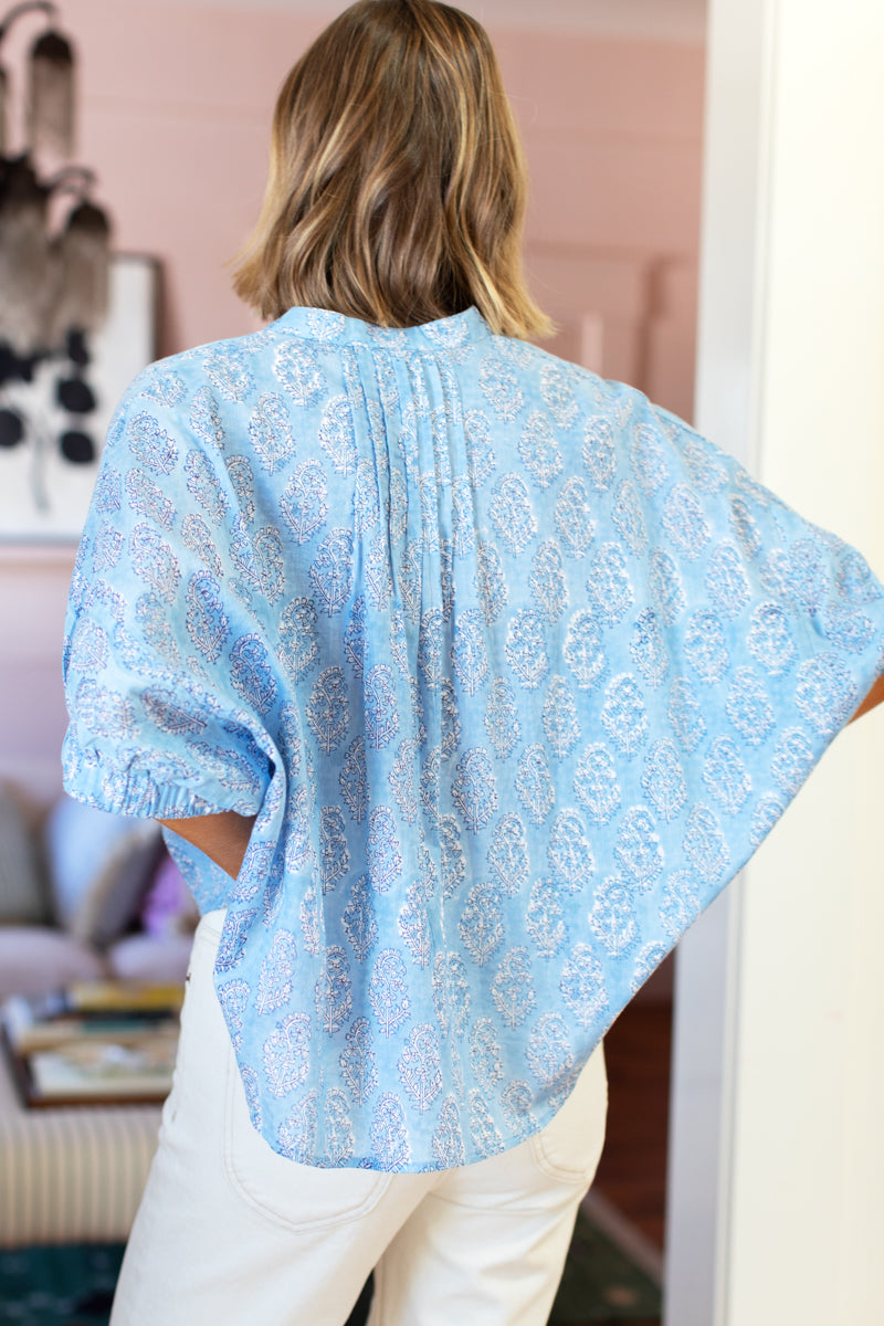Mandarin Collar Top - Florence Mist Organic