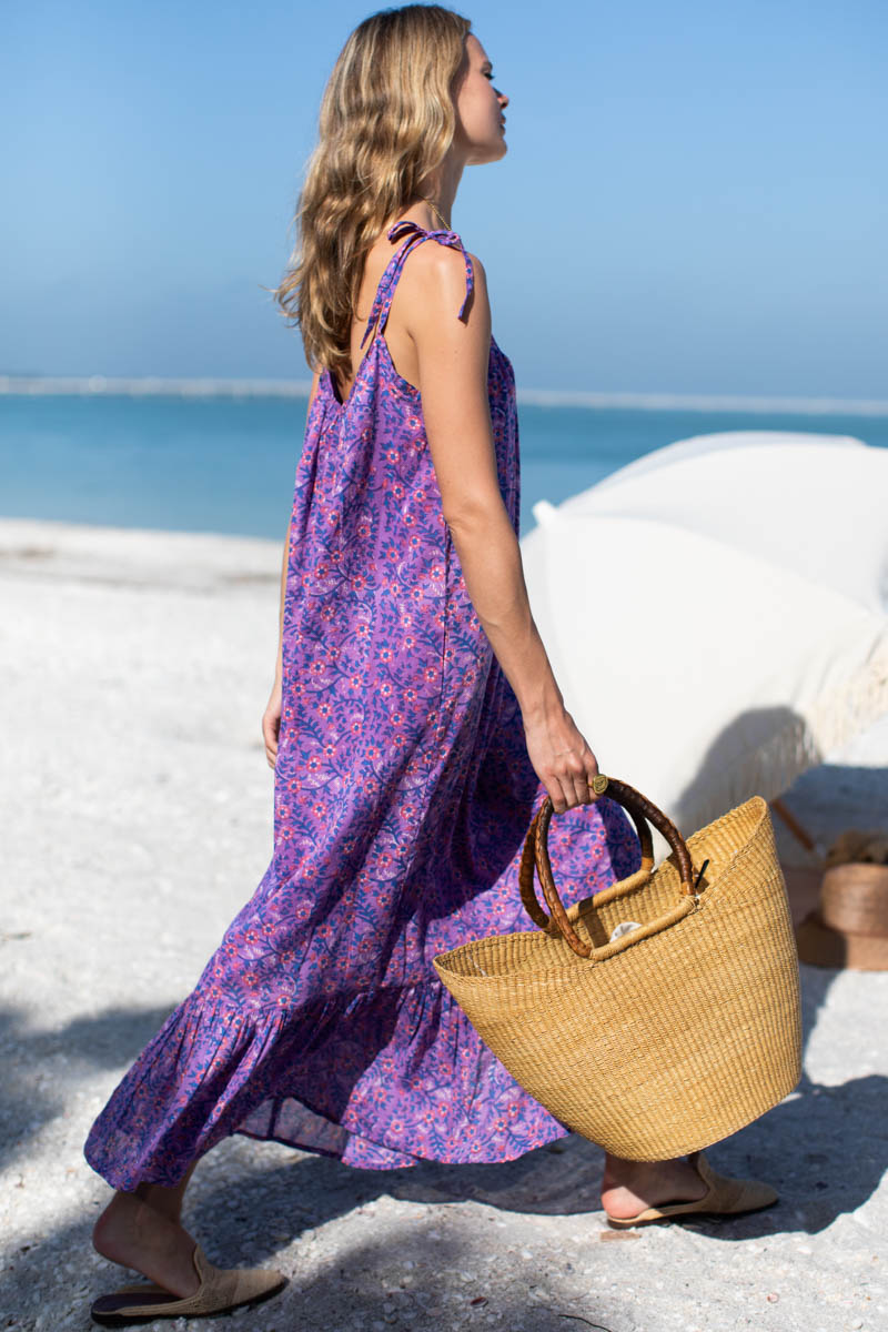 India Sundress - Violet Wildflower Organic