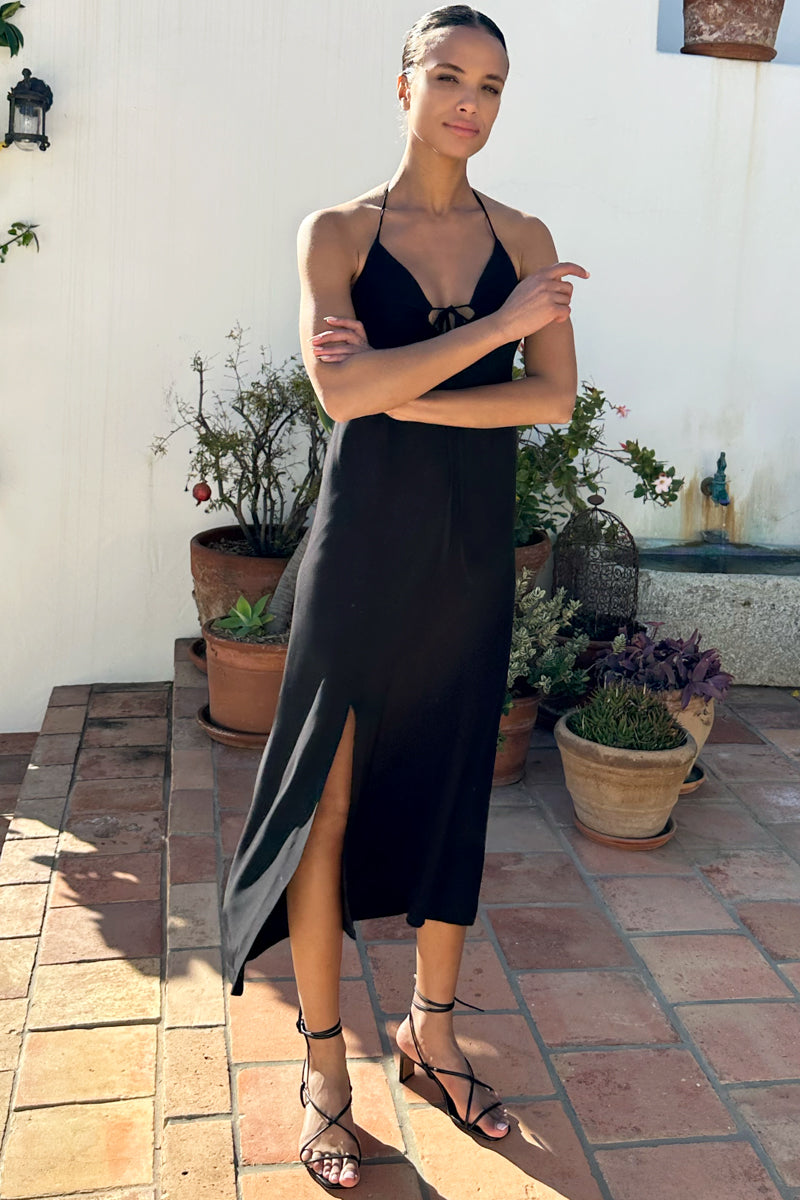 Halter Tie Dress - Black