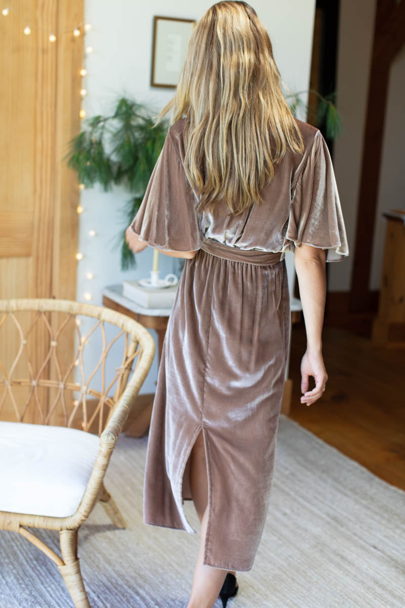 Lila Dress - Chestnut Silk Velvet