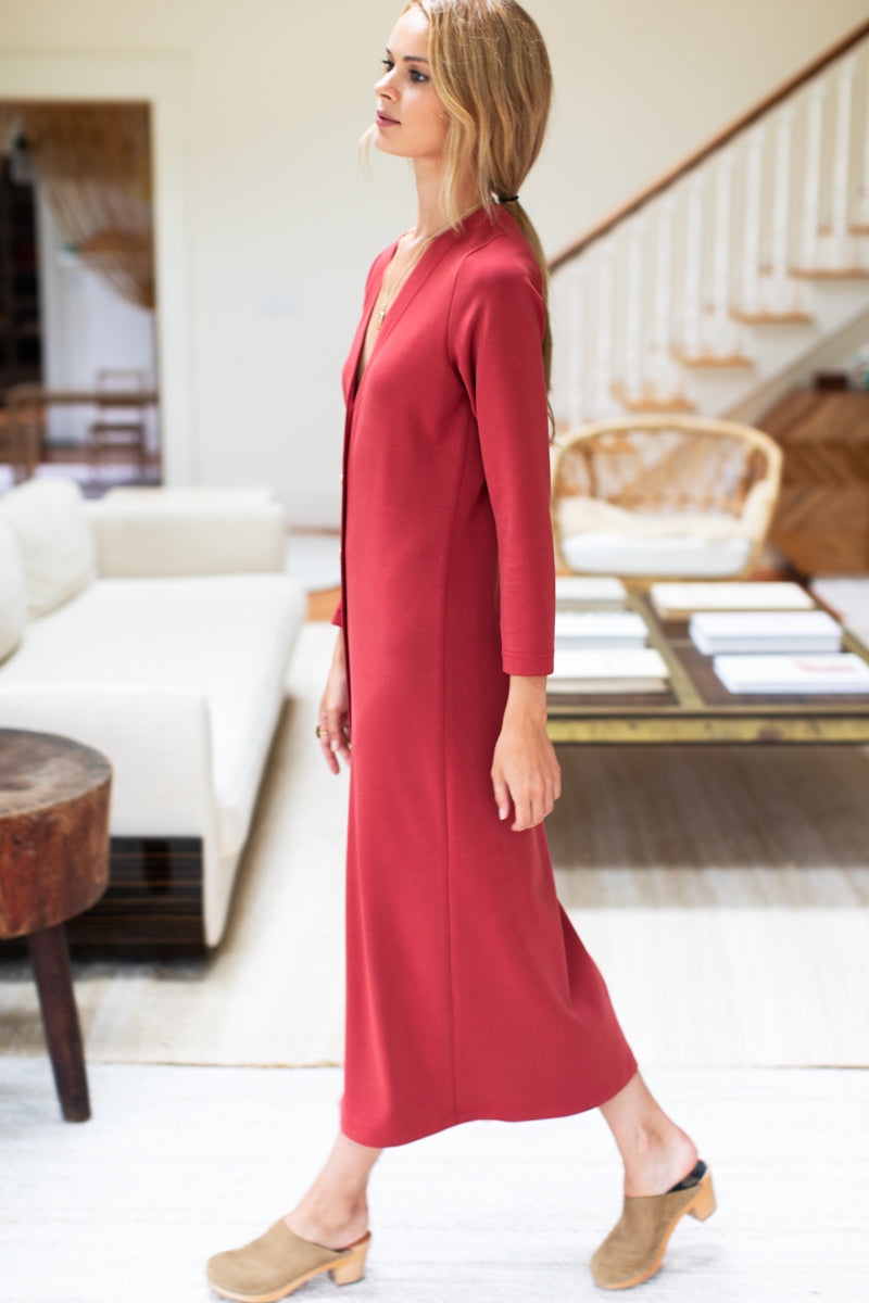 Long V Neck Dress - Spice
