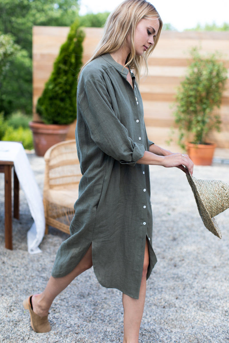 Midi Shirtdress - Army Linen