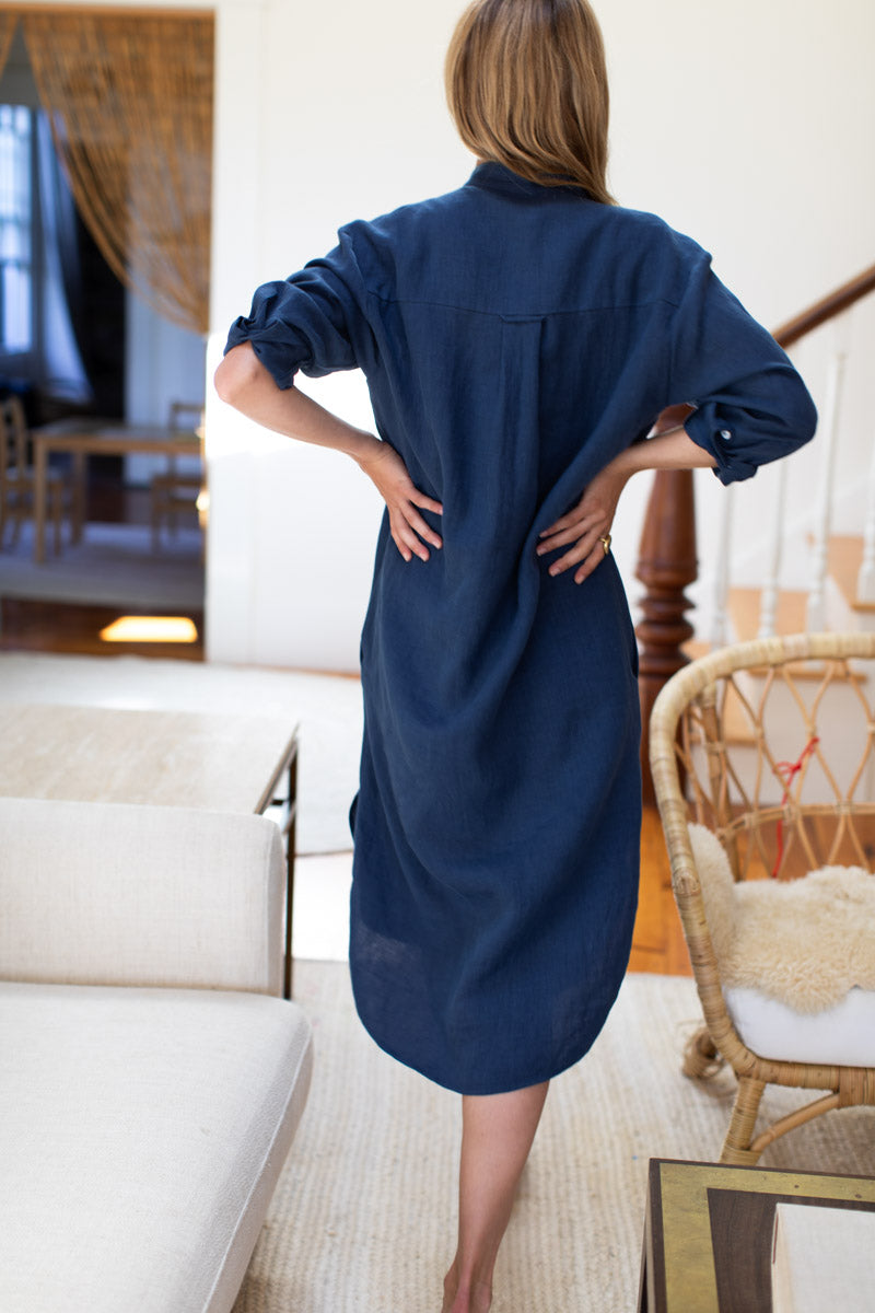 Midi Shirtdress - Lake Blue Linen