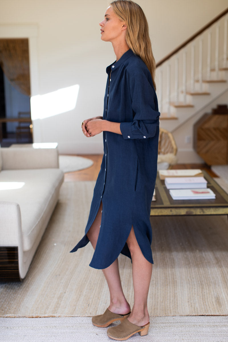 Midi Shirtdress - Lake Blue Linen