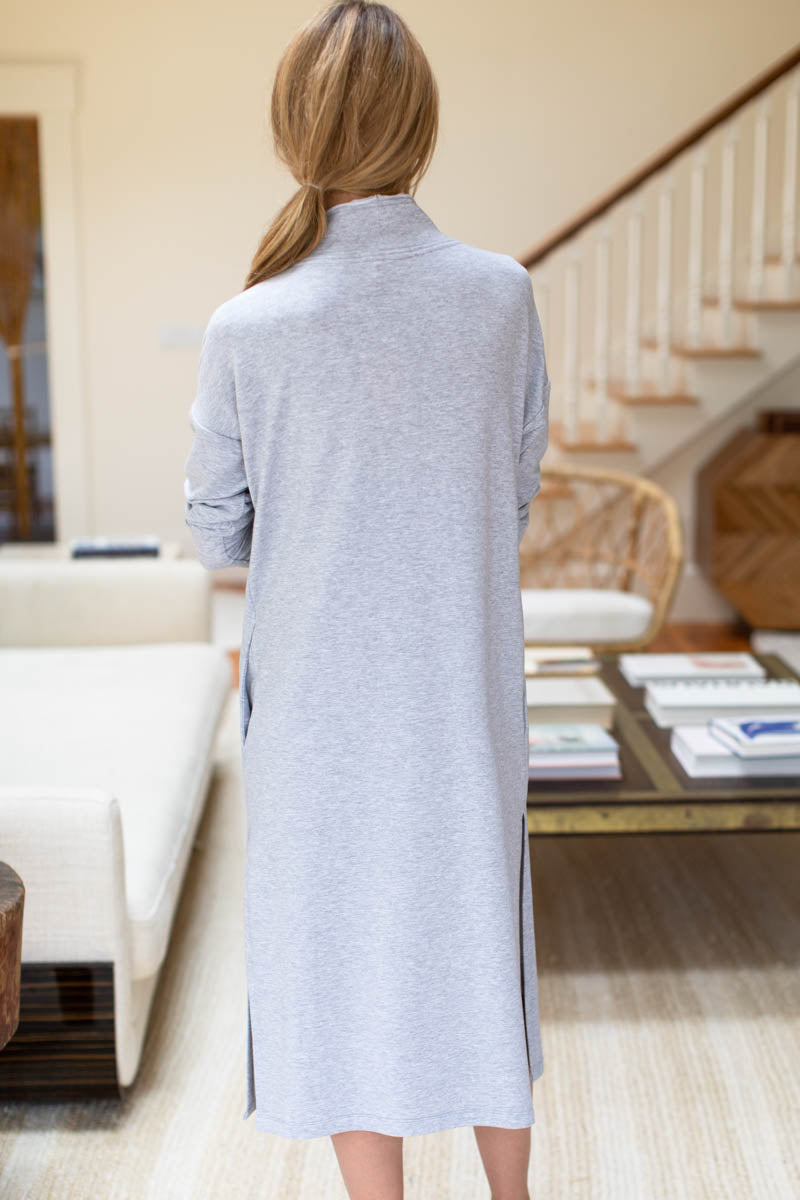 Midi Turtleneck Dress - Heather Grey Organic