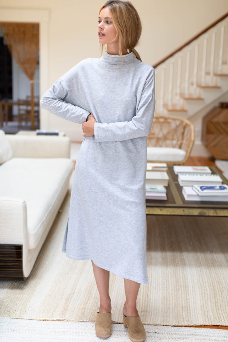 Midi Turtleneck Dress - Heather Grey Organic