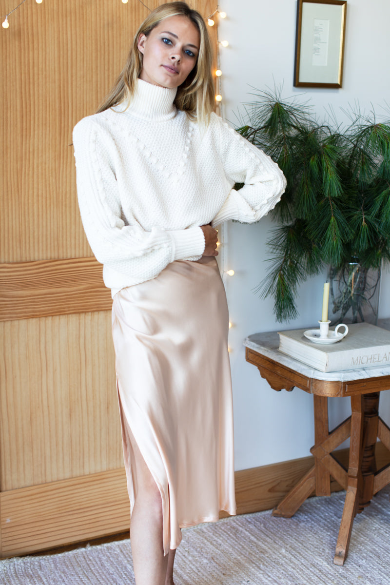 Violetta Sleeveless Midi Dress - Apricot Pink Silk