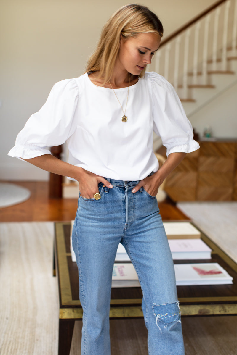 Pearl Blouse - White Poplin