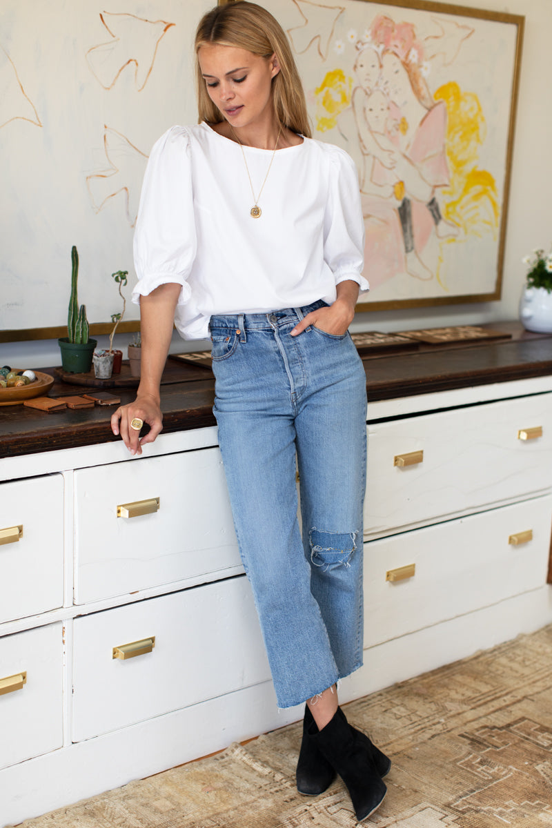 Pearl Blouse - White Poplin