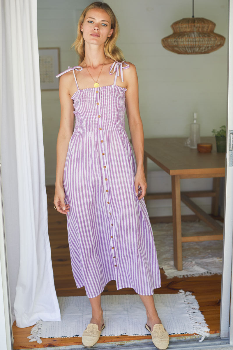 Santiago Sundress - Lavendula Stripe Organic
