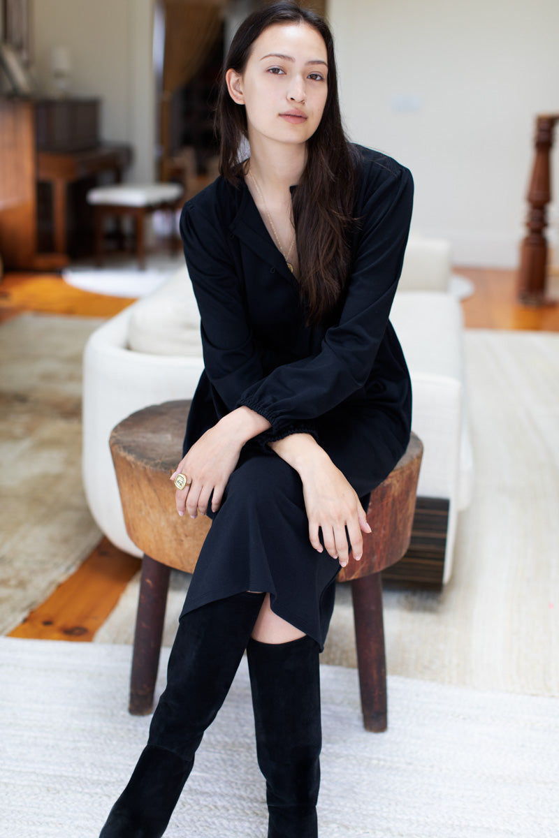Selby Midi Knit Dress - Black Ponte