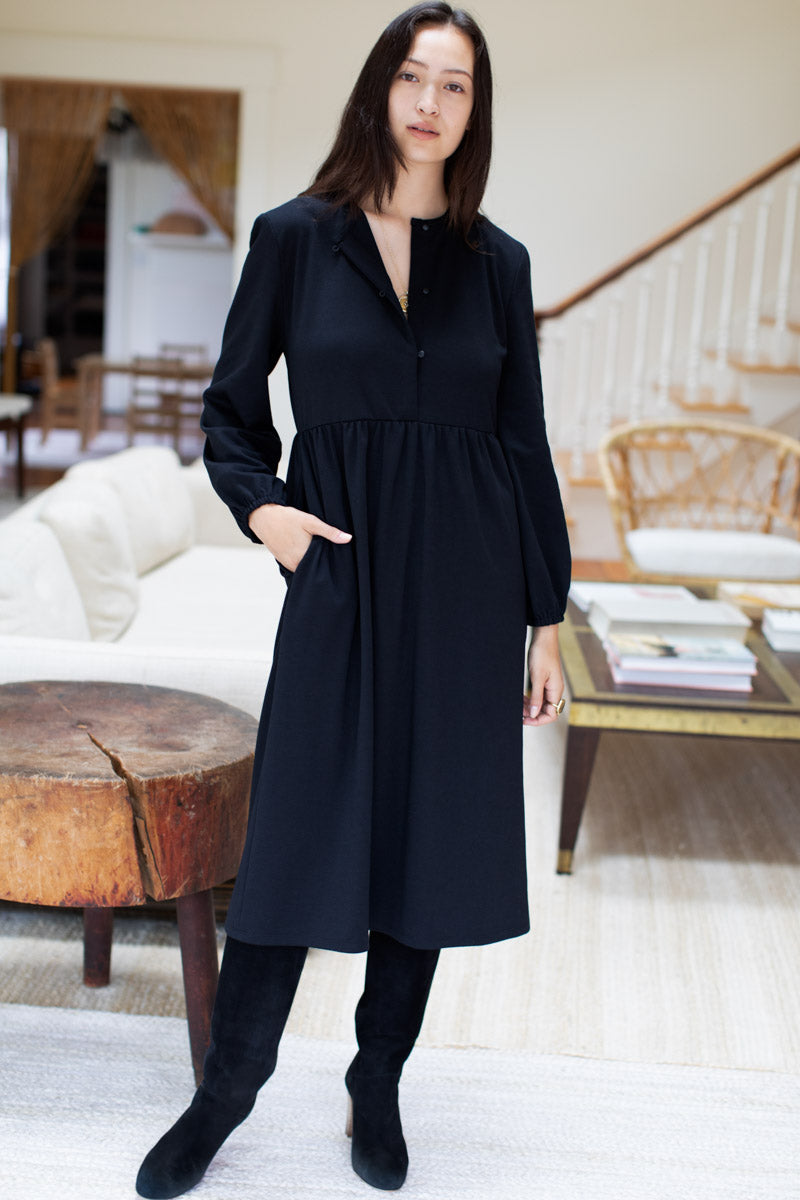 Selby Midi Knit Dress - Black Ponte