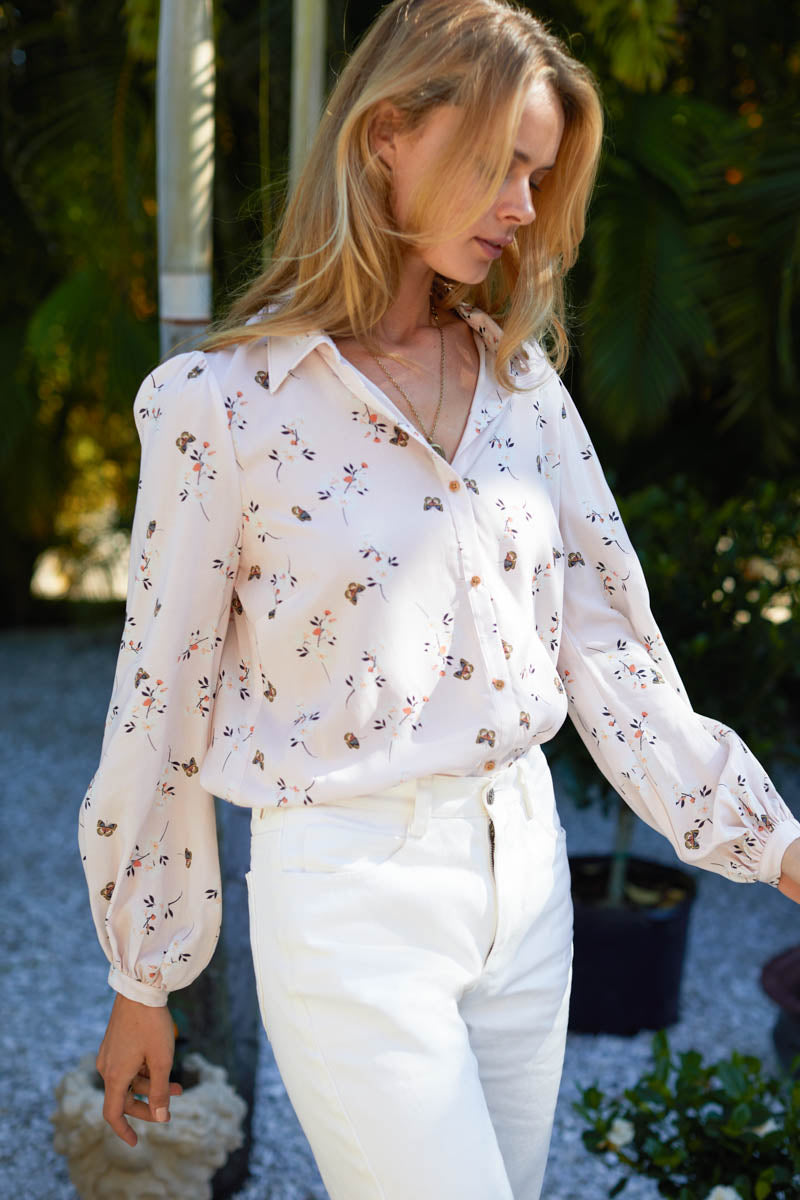 Frankie Blouse - Butterflies Rosewater