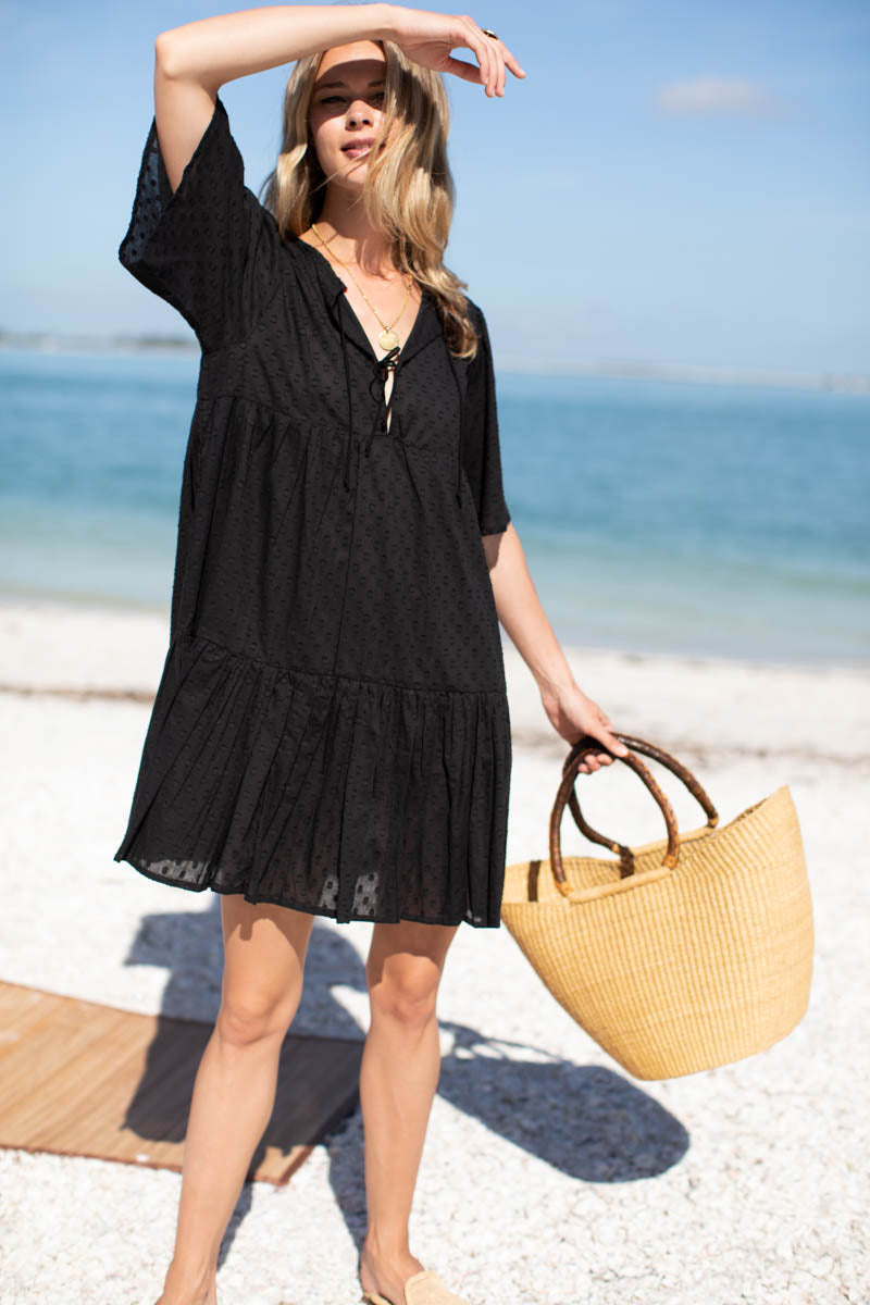 Isla Dress - Black Swiss Dot Organic