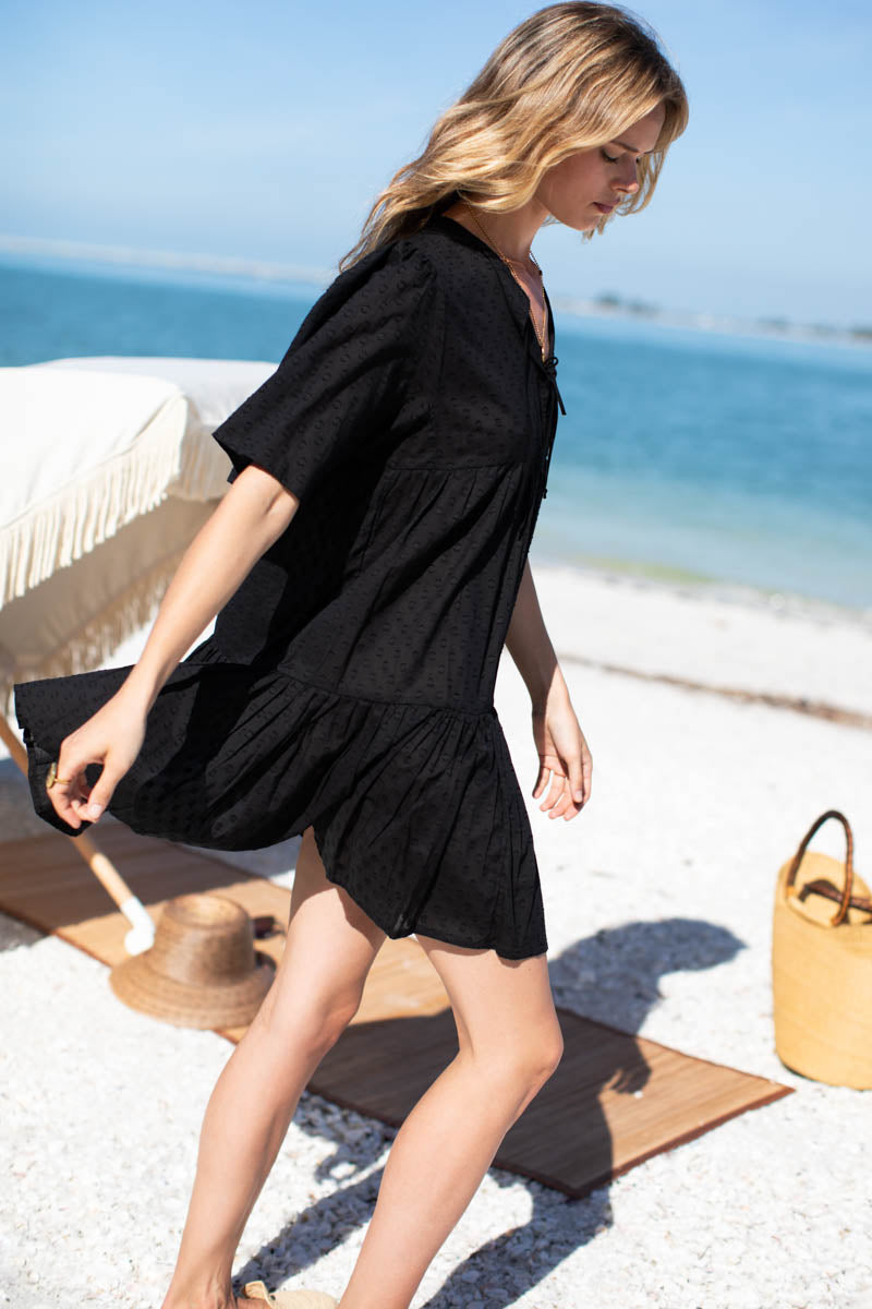 Isla Dress - Black Swiss Dot Organic