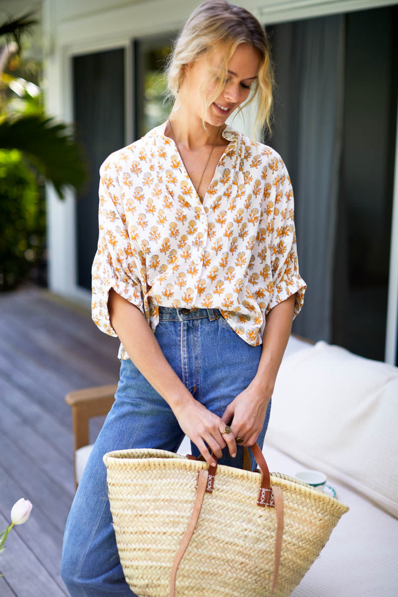 Mandarin Collar Top - Little Marigolds Organic