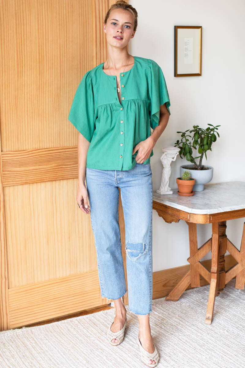 Marion Button Blouse - Meadow