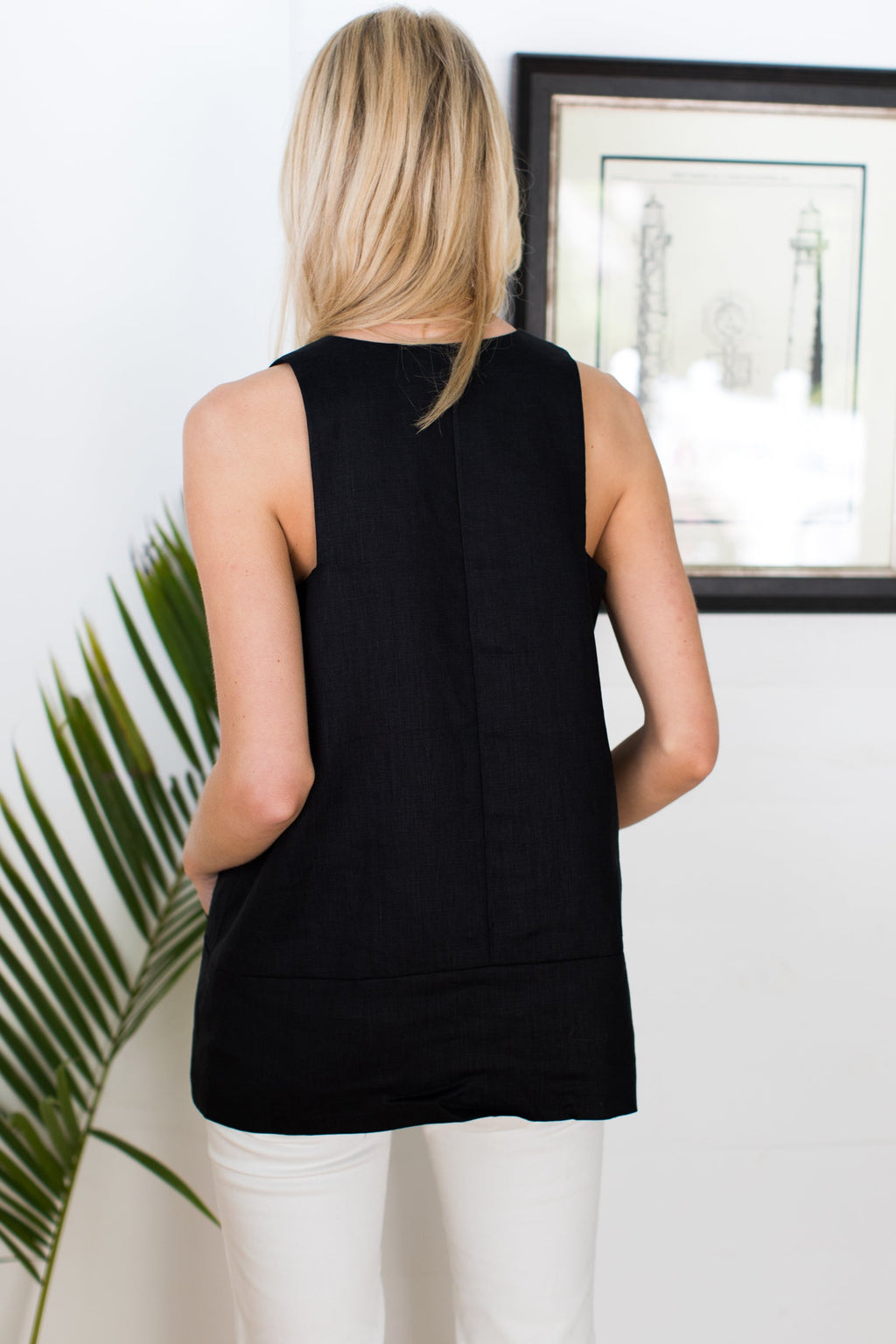 A Line Mod Top - Black Linen