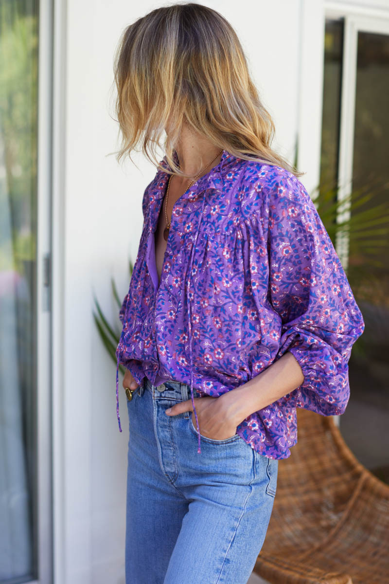 Emmaline Blouse - Violet Wildflower Organic