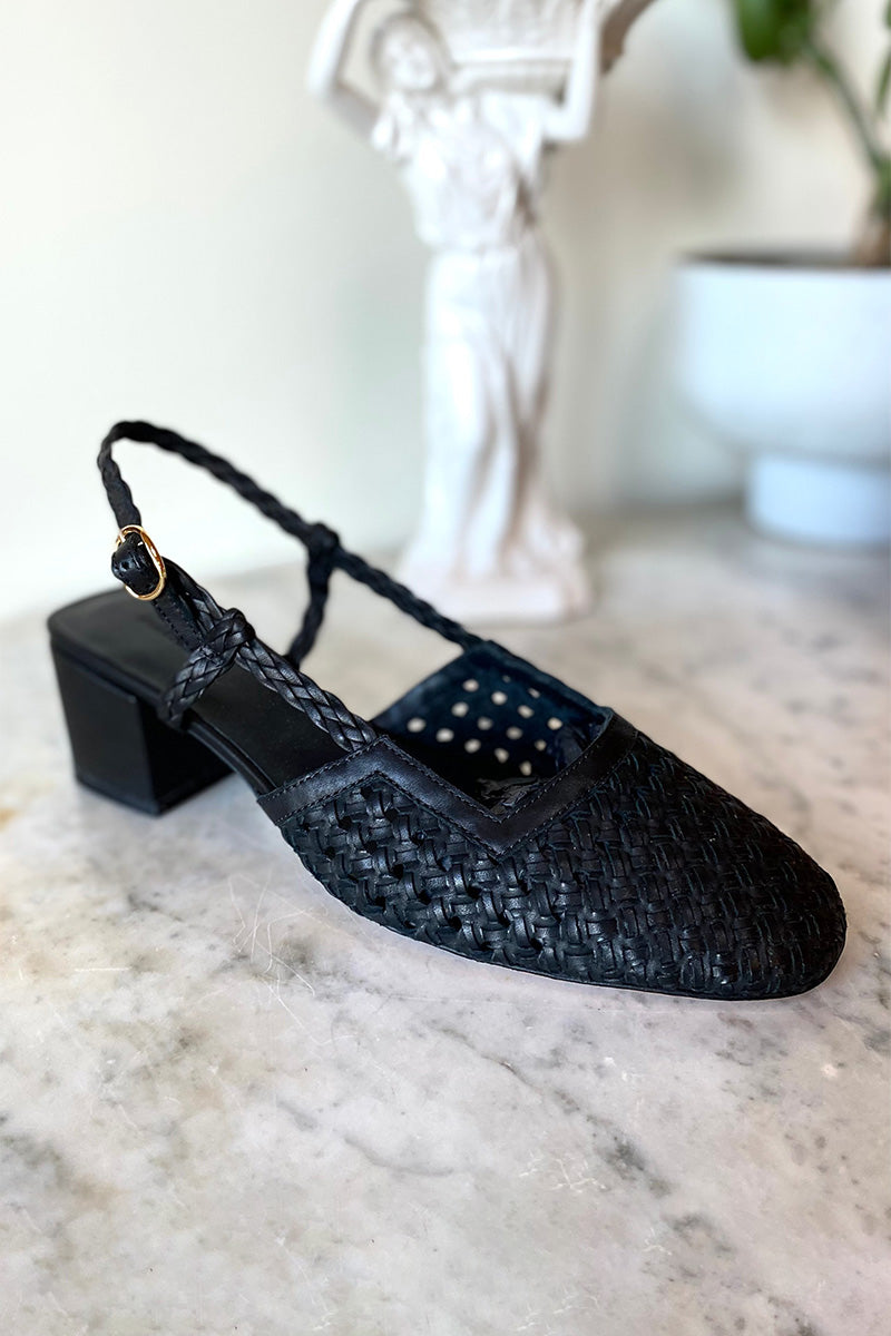 Frankie Walking Slingback - Jet Black