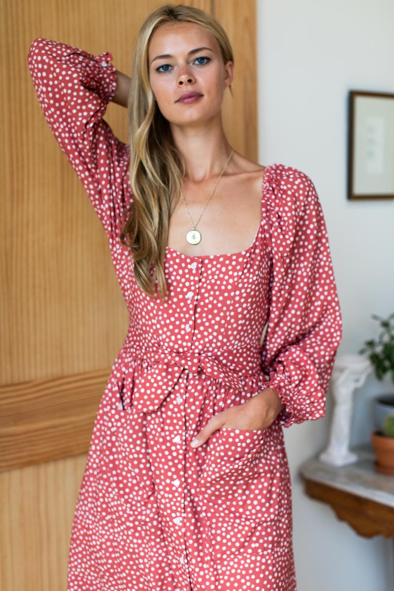 Hazel Dress - Painted Dot Spice