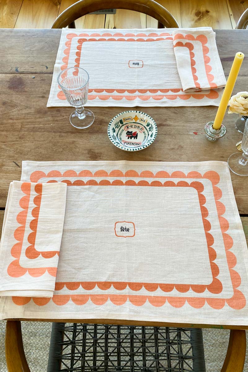 Fete Linen Placemat - Terra + Peach