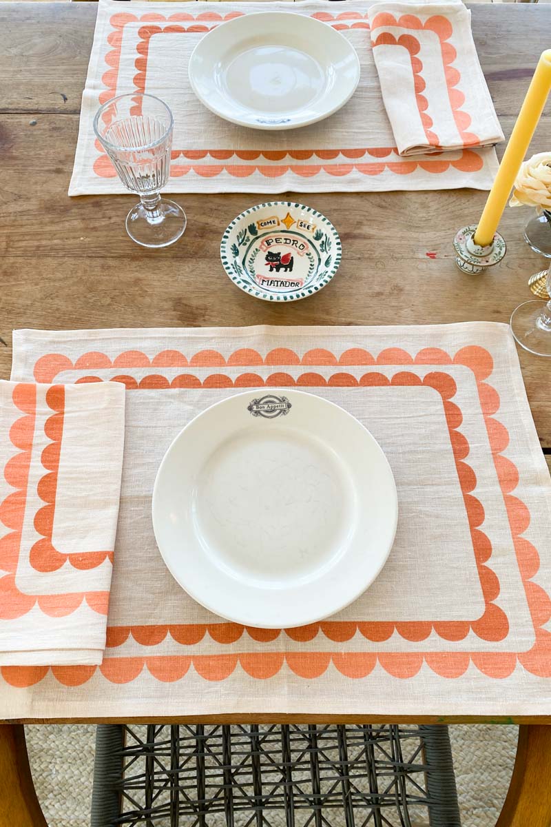 Fete Linen Napkin - Terra + Peach